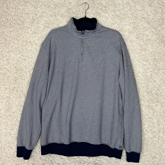 Chaps Other - Chaps 1/4 Zip Pullover Sweater Mens 2XL Blue White Striped Golf Business Preppy